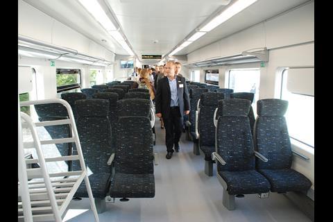The  Lastochka Premium inter-regional EMU has economy, tourist and business class accommodation with more comfortable seats than the local variant (Photo: Tomas Bacic).